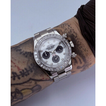 Custom Seiko Mod • White Panda MOP Double Diamond Daytona • 39.5mm